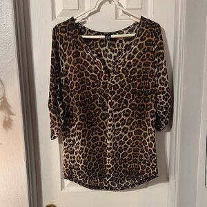 Rue21 Leopard Print V-Neck Blouse in Brown and Black